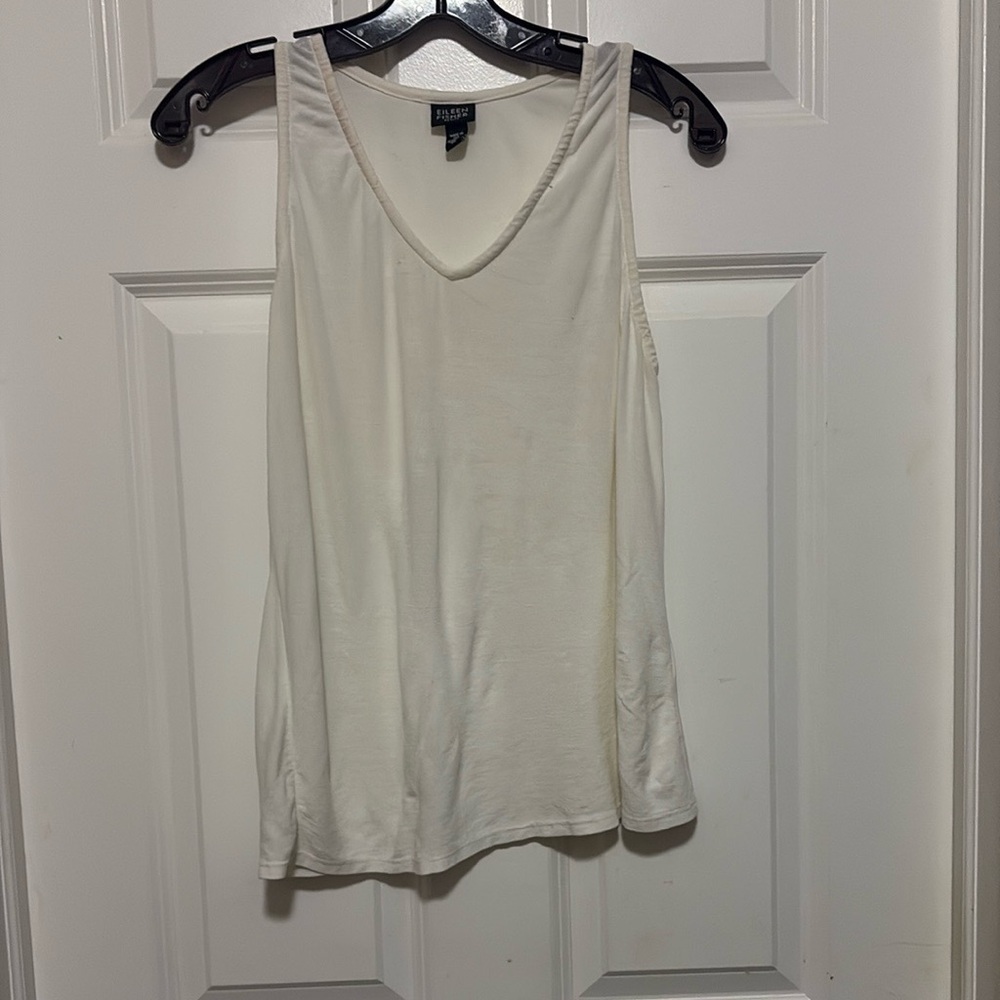 Eileen Fisher Cream Sleeveless Crop Tank
